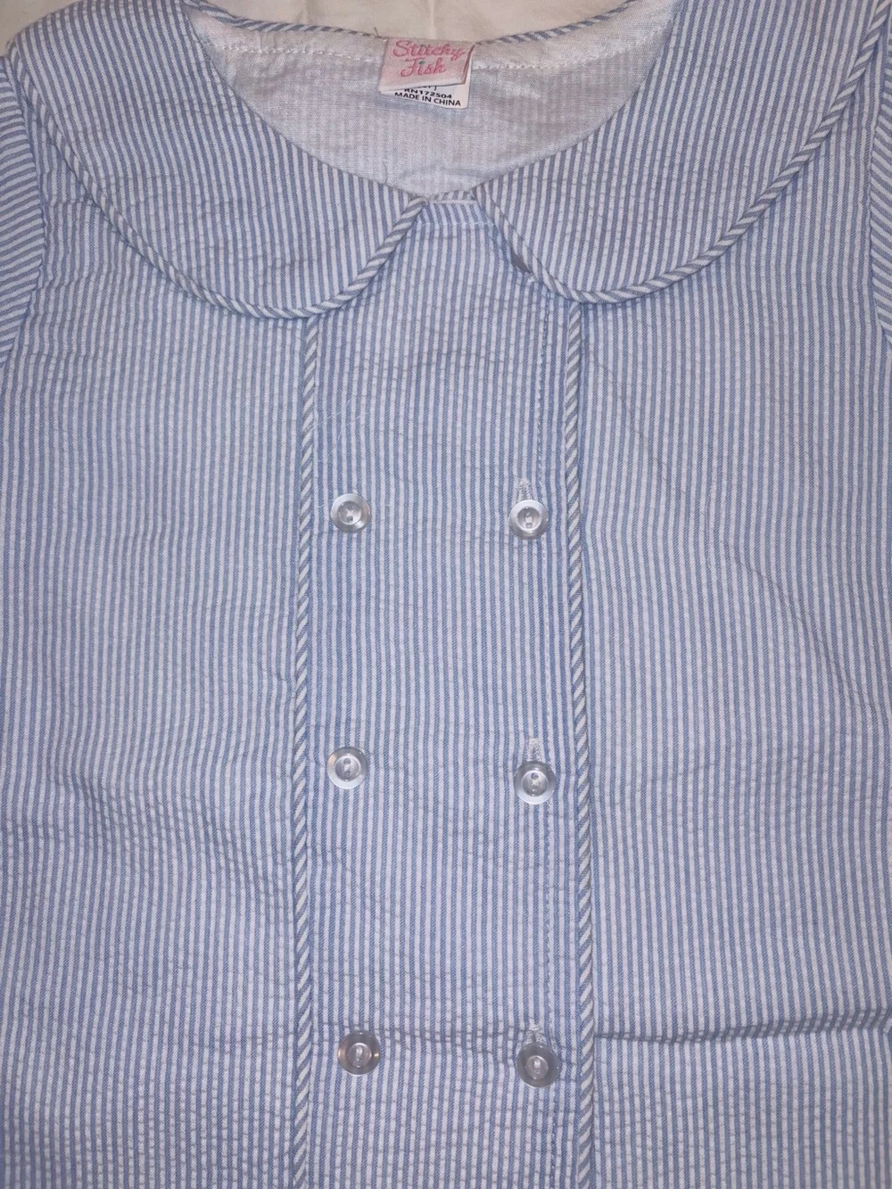 Stitchy Fish blue Simple seersucker short set  sz 2T NWT